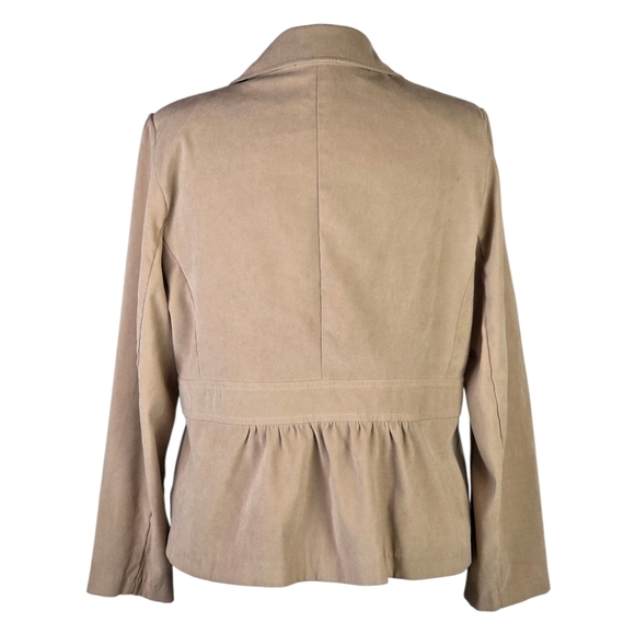 Elementz Tan Peplum Blazer Jacket XL Stretch Button Front Career Work - Picture 3 of 8